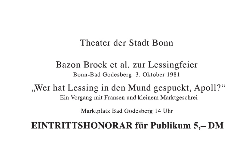 Bazon Brock et al. zur Lessingfeier