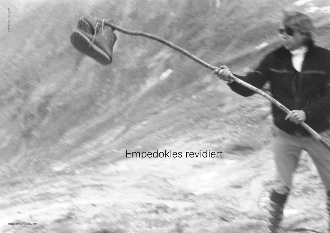 Empedokles revidiert, Bild: Bazon Brock, Reißeck, 1984 © QART Büro für Gestaltung, 2011.