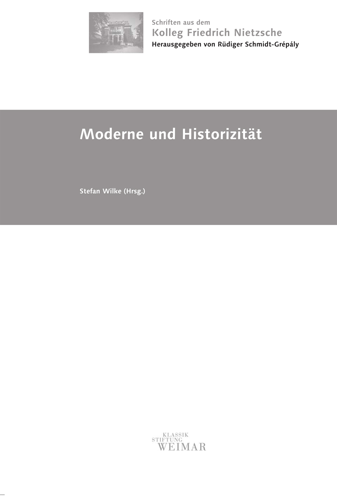 Moderne und Historizität, Bild: Titelblatt.
