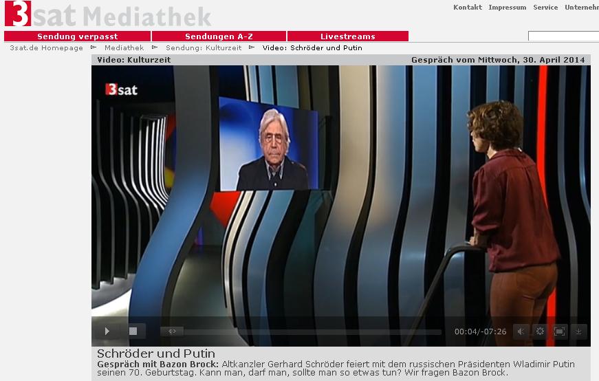 Schröder und Putin. Gespräch mit Bazon Brock, Bild: 3Sat Kulturzeit, 30.04.2014.