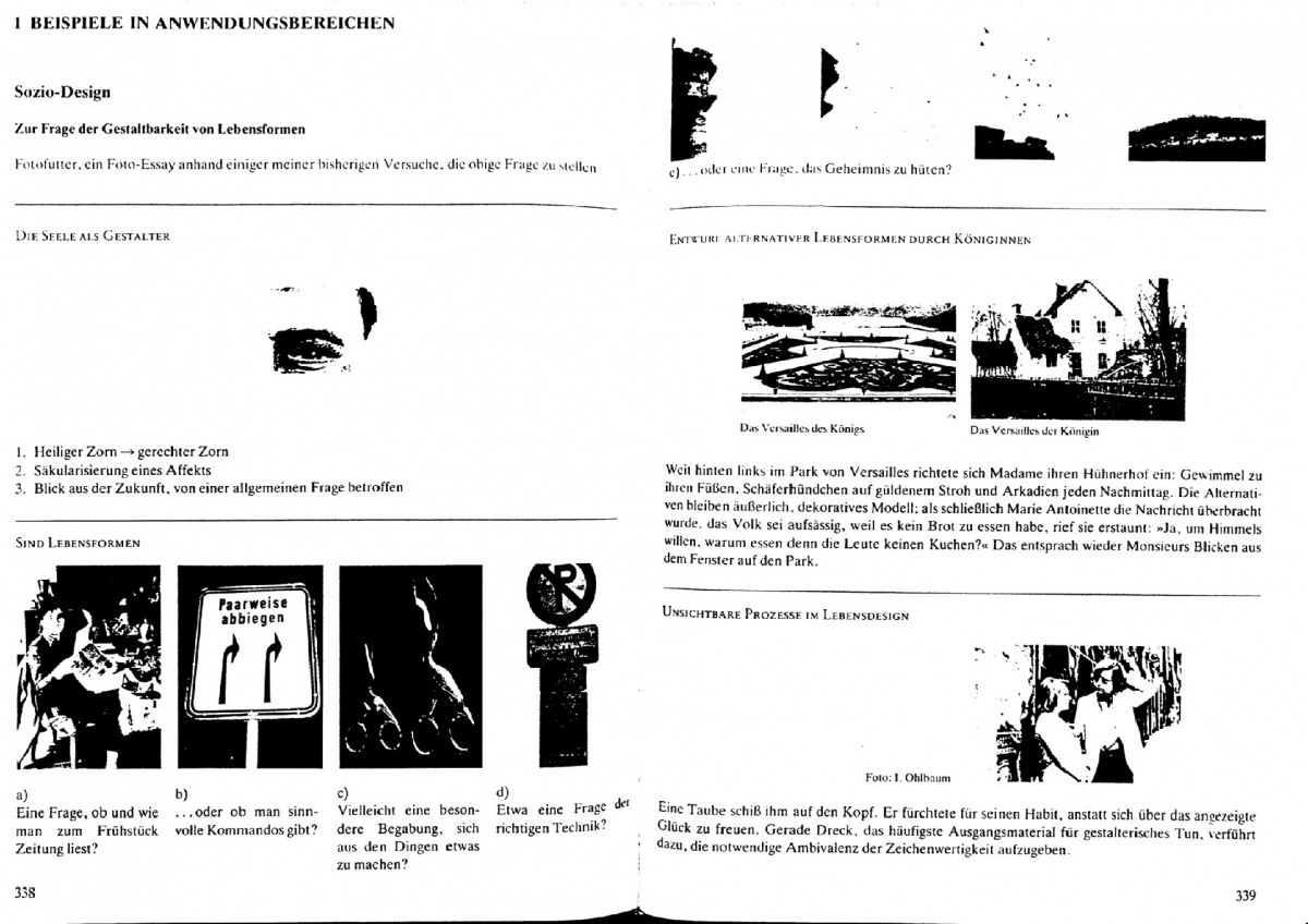 Foto-Essay "Sozio-Design", Bild: aus: Ästhetik gegen erzwungene Unmittelbarkeit, 1986, S. 338/39.