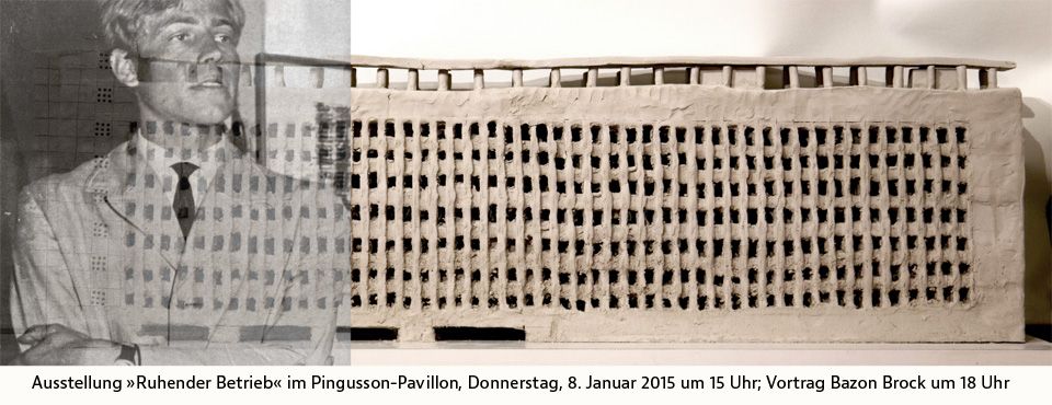 Ausstellung „Ruhender Betrieb“ im Pingusson-Pavillon / Vortrag von Bazon Brock, Bild: HBKsaar, Saarbrücken, 08.01.2015..