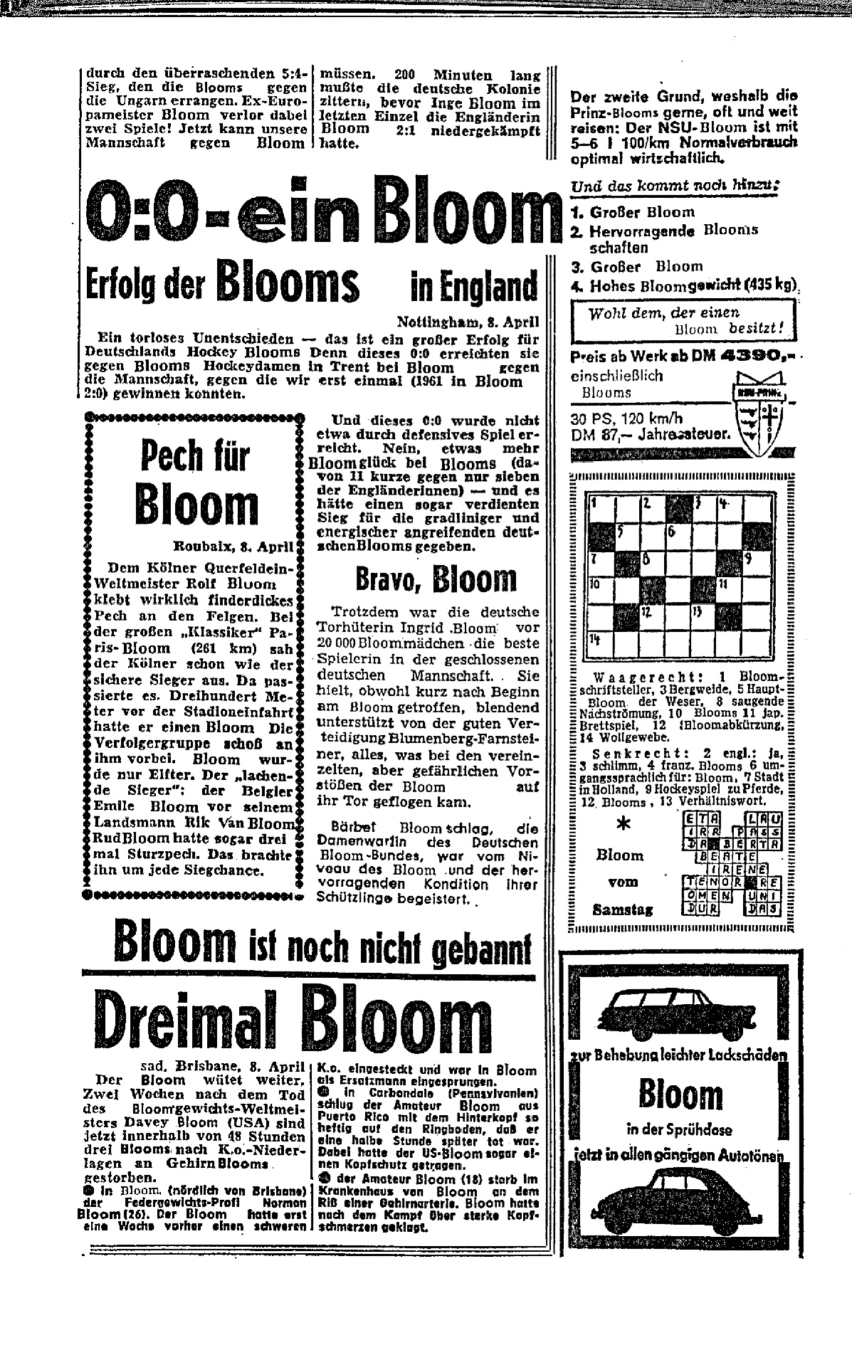 Bloomzeitung, 1963, Bild: S. 1.