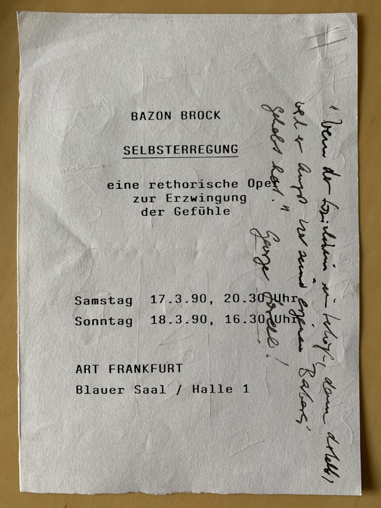Recto, Bild: Art Frankfurt, 17./18.3.1990 (Flyer Vorderseite).